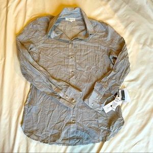 Treasure and bond button down plaid shirt ivory warden plaid NWT xxs